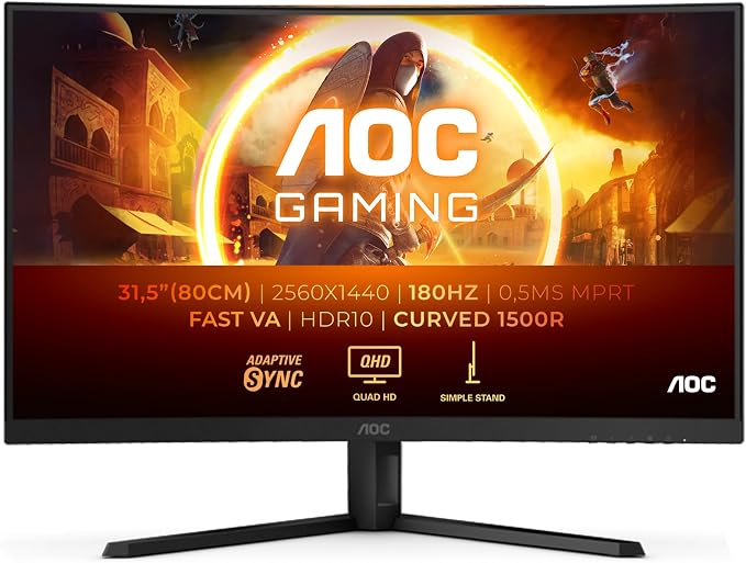 MONITOR 31.5" AOC CQ32G4VE CURVED GAMING 1MS/180HZ 2XHDMI