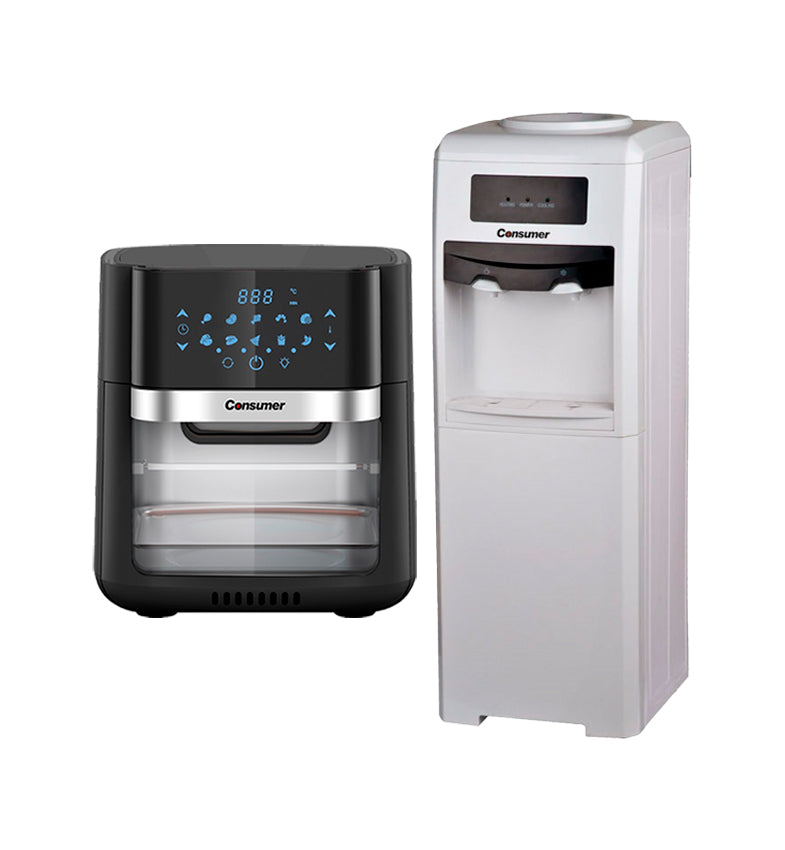 DISPENSER DE PIE SIMPLE + FREIDORA DE AIRE 10LTS consumer